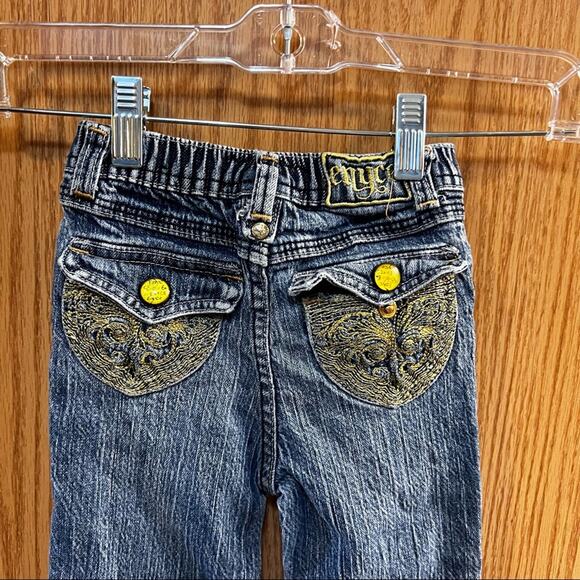 Enyce Girls Size 3T Jeans w/ Embroidered Gold Pockets Medium Wash - Picture 5 of 7